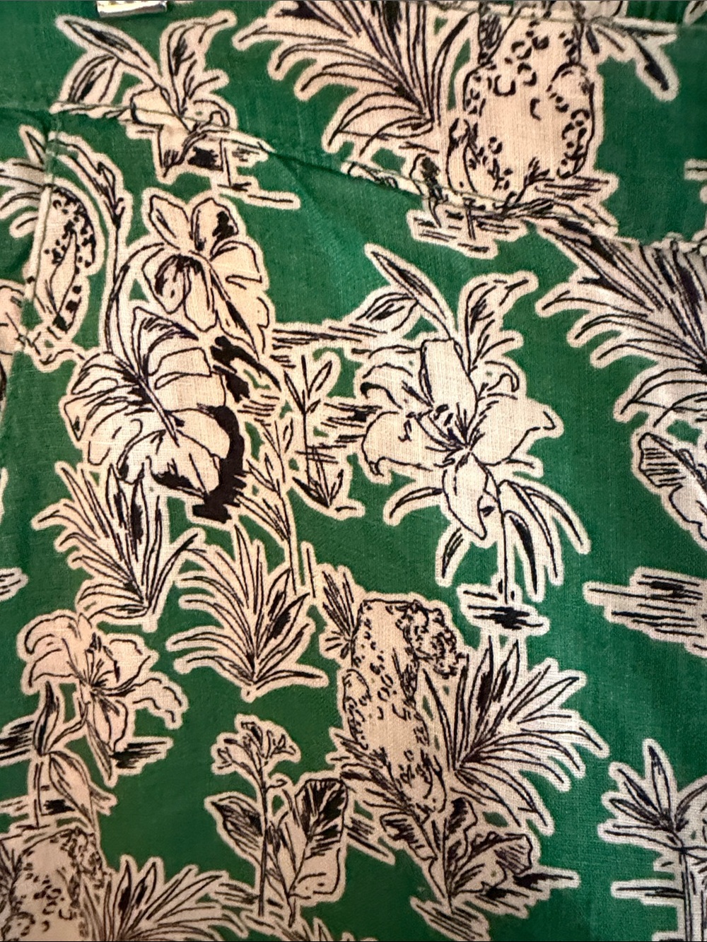 C & C California Green Floral Linen Wide-Leg Pants Size Medium - Picture 3 of 4